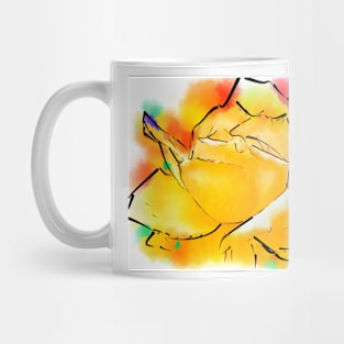 Yellow Rose In Abstract Watercolor Mug